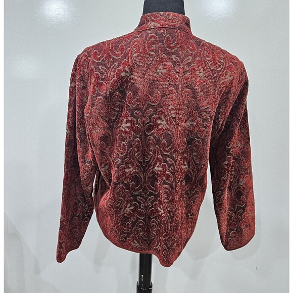 Flashback 90's Vintage Burgundy Aztec Boho Southwestern Tapestry Jacket Medium - Picture 2 of 8